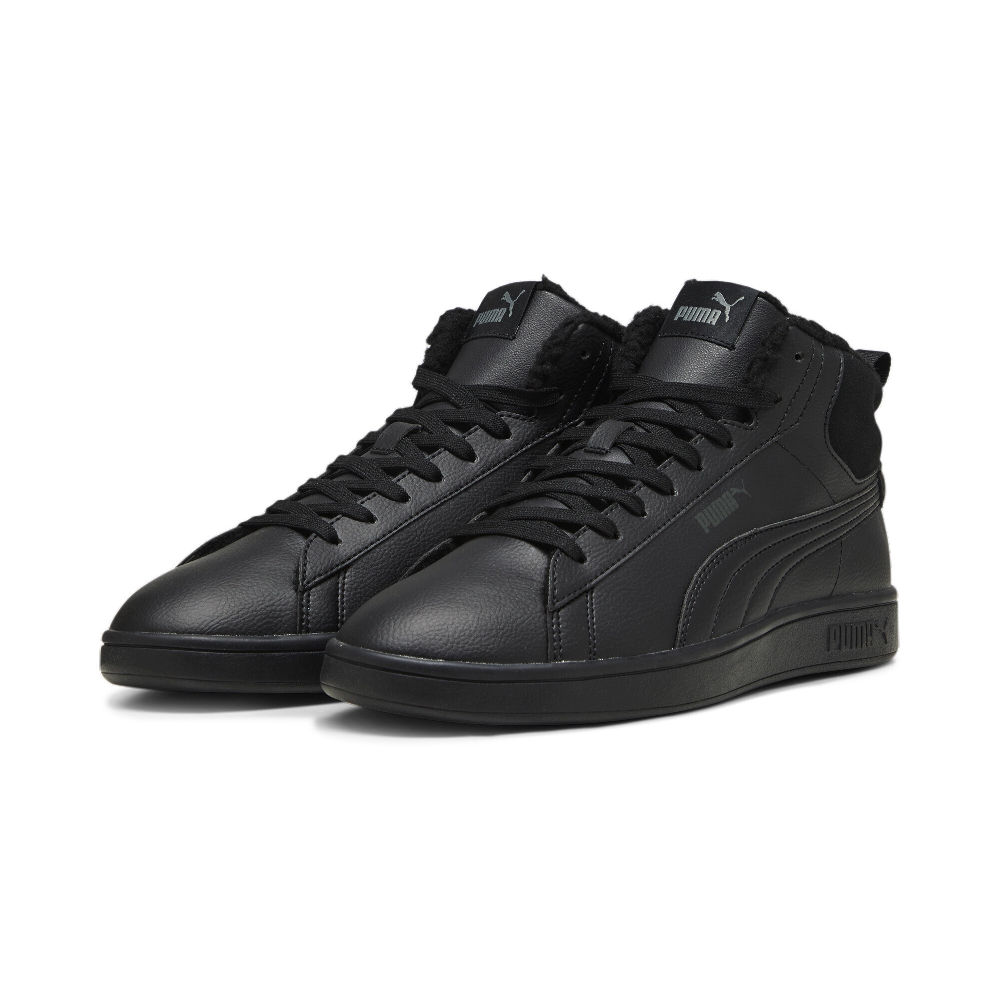Sneaker PUMA "Smash 3.0 Mid WTR Sneakers Erwachsene", Damen, Gr. 48, schwarz (schwarz shadow gray), Obermaterial: Synthetik, Leder; Futter: Textil; Innensohle: Textil; Laufsohle: Gummi, Schuhe Sneaker