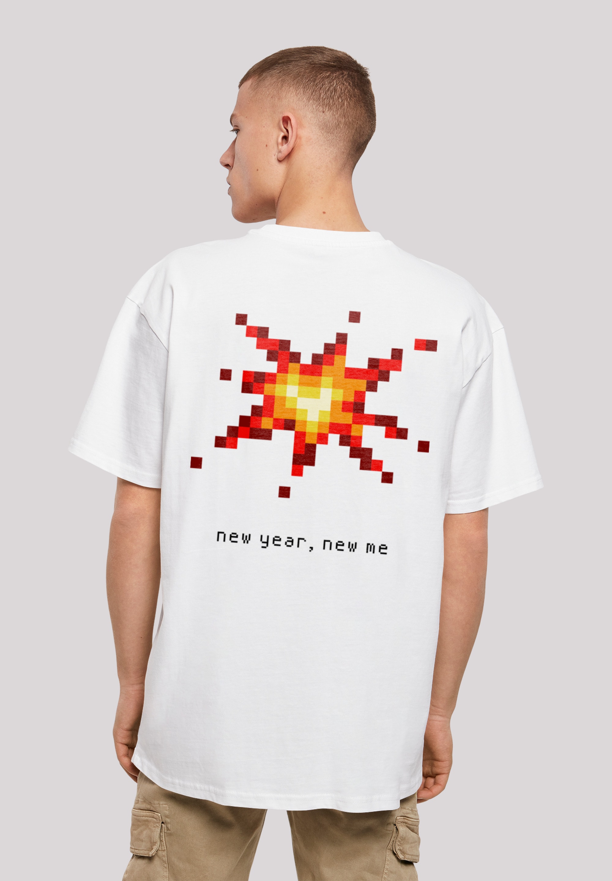 T-Shirt F4NT4STIC "SIlvester Party Happy People Only", Herren, Gr. 5XL, weiß, Obermaterial: 100% Baumwolle, oversize, Rundhals, ohne Bündchen, Shirts, Print Image