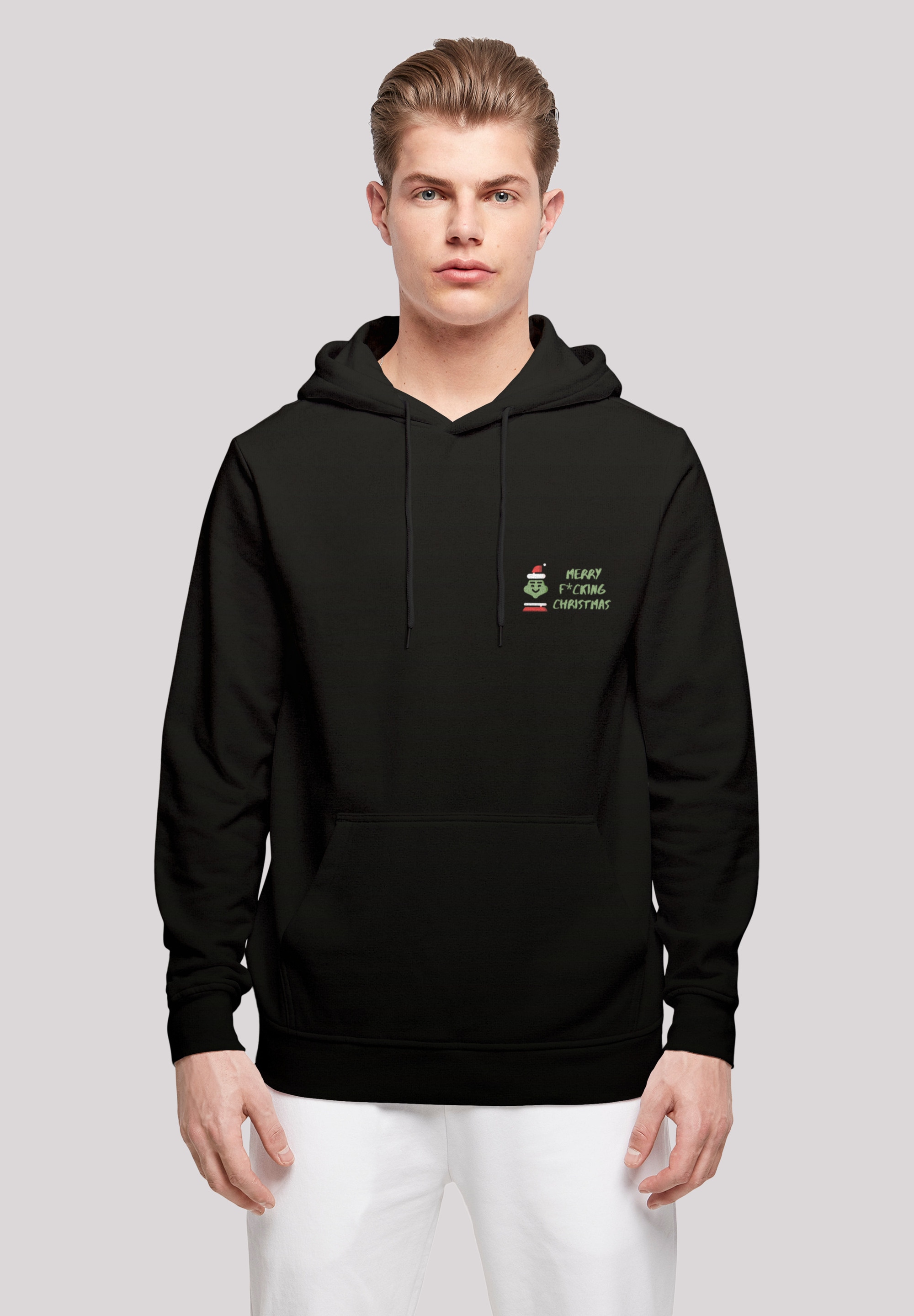 Kapuzenpullover F4NT4STIC "Merry Christmas", Herren, Gr. 4XL, schwarz, Obermaterial: 50% Baumwolle, 50% Polyester, relaxed fit, Pullover, Print Image