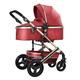 Pram Strollers for Baby 2 in 1 Lightweight Stroller,Newborn Stroller with Reversible Seat,High Landscape Pushchair Shock Absorbing Aluminium Frame (Color : Red)