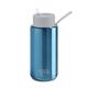 frank green Reusable Water Bottle with Straw lid, Ceramic Insulated Water Bottles with Triple Wall Vacuum, Stainless Steel Drinks Bottle, Leak-Resistant - Chrome Blue/Harbor Mist, 34oz/1 Litre