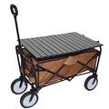Kapler Pull Along Trolley, Camping Trolley Cart Wagon, Foldable Garden Trolley Cart with Cover, Pull-Along Folding Hand Cart, Handle Adjustable Trolley Cart for Beach, Festival, Shopping