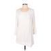 Zenergy by Chico's Casual Dress - Shift Scoop Neck 3/4 sleeves: White Solid Dresses - Women's Size Medium