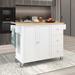 Red Barrel Studio® Brittanni Rolling Kitchen Island w/ Solid Wood Top Wood in White | 36.81 H x 52.76 W x 29.5 D in | Wayfair