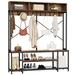 17 Stories Tollison Hall Tree 59" Wide w/ Bench & Shoe Storage Wood/Metal in Brown/Gray | 70.9 H x 59 W x 13.8 D in | Wayfair