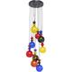 Suspension 9 abat-jours en verre multicolore