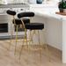 Velvet Swivel Bar Stools Set of 2 Metal Gold Barstools 26 inch Kitchen Counter Height Bar Stools with Back