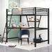 Silver Twin Size Loft Metal&MDF Bed with Desk and Shelf - Durable Frame, Integrated Workspace