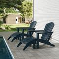 Polytrends Altura Outdoor Eco-Friendly All Weather Adirondack Chairs with Ottomans (4-Piece Conversation Set) Navy Blue