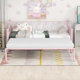 Twin Daybed with Pop-up Trundle, Metal Sofa Bed Frame for Living Room