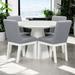 5-piece Dining Round Table Set ith 4 Upholstered Chairs for Dining Room, White