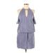 Amanda Uprichard Casual Dress - Mini Halter 3/4 sleeves: Blue Solid Dresses - Women's Size Medium