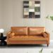 Mid-Century Vegan Leather Sofa with Storage, Faux Leather Sofa Couch with Removable Back Cushions and Solid Wood Legs