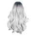 Moonker Wig Head Head Cover Ladies Gray Gradient High Temperature Silk Hair Set Long Big Wave Curly Hair In The Middle Part Dyeing Full White Wigs Human Hair