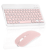 Rechargeable Bluetooth Keyboard and Mouse Combo Ultra Slim Full-Size Keyboard and Ergonomic Mouse for Dell Latitude 3420 Laptop and All Bluetooth Enabled Mac/Tablet/iPad/PC/Laptop - Flamingo Pink