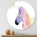 DESIGN ART Designart Portrait of Rainbow Zebra Farmhouse Metal Circle Wall Art 23x23 - Disc of 23 Inch