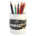 Hockey Pencil Pen Holder Cartoon Hockey Bites and Breaks Hockey Stick Championship Mascot Character Ceramic Pencil Holder for Desk Office Accessory 3.6 X 3.2 Charcoal Beige