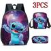 Fashion Cute Stitch Backpack Shoulder Bag Stitch Pencil Case Student School Bag Stitch Diagonal Bag for Student Boys Girls Kids Christmas Gift 3 PCS (#7)