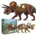 Triceratops Dinosaur Jigsaw Puzzle | 100-Piece Double Sided Floor Puzzle with Glow-in-The-Dark Skeleton On Other Side | 4 FT Scientifically Accurate Dino Illustration | Educational Toy for Kids