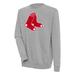 Men's Antigua Heather Gray Boston Red Sox Victory Crewneck Chenille Pullover Sweatshirt