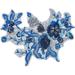 3D Floral Embroidery Fabric Patch Polyester Embroidery Sticker Stitching Applique Blue Applique Sewing Craft Decorations for Dresses Evening Gowns Bags and Other Clothing Accessories