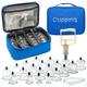 Cupping Warehouse 20 Cup Polycarbonate Professional Cupping Therapy Set for Massage Physical Therapy Myofascial Decompression with Pump Gun Extension Tube and Remove-able Silicone Valves