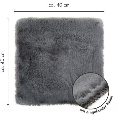 Stuhlkissen LUXOR LIVING "Sitzauflage Calais", grau (anthrazit, felloptik, unifarben), B:40cm L:40cm, Polyester, Dekokissen_Sitzkissen_Kissenhüllen, Kunstfell, eckig oder rund erhältlich, sehr weich, auch als 4er Set Image