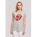 T-Shirt F4NT4STIC "The Rolling Stones Zunge Rot" Gr. XL, grau (heather grey) Damen Shirts Jersey