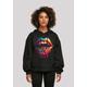 Kapuzenpullover F4NT4STIC "Drooling Lips", Damen, Gr. XS, schwarz, Obermaterial: 100% Baumwolle, casual, oversize, Langarm, Pullover, Print