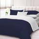 LUXURIOUS BEDDING New Egyptian Cotton 800 Thread Count 5 PC Reversible Duvet Cover Set (1 PC Duvet Cover with 4 PC Pillow Cases) UK Single Size Navy Blue and White Solid Color