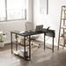 17 Stories Edelen 55" W L-Shaped Computer Desk Wood/Metal in Black/Brown/Gray | 28.74 H x 55 W x 27.56 D in | Wayfair