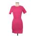 Nasty Gal Inc. Casual Dress - Bodycon Crew Neck Short sleeves: Pink Print Dresses - Women's Size 8