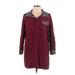 Simply Noelle Casual Dress - Shift Collared 3/4 sleeves: Burgundy Dresses - Women's Size Large