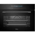 Midea Kompakt-Einbau-Backofen + Mikrowelle MEK45TBL, 45 cm hoch, 55 cm tief, 900 W, Easy-clean-Innenraum