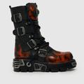 NEW ROCK icon flame boots in black & red