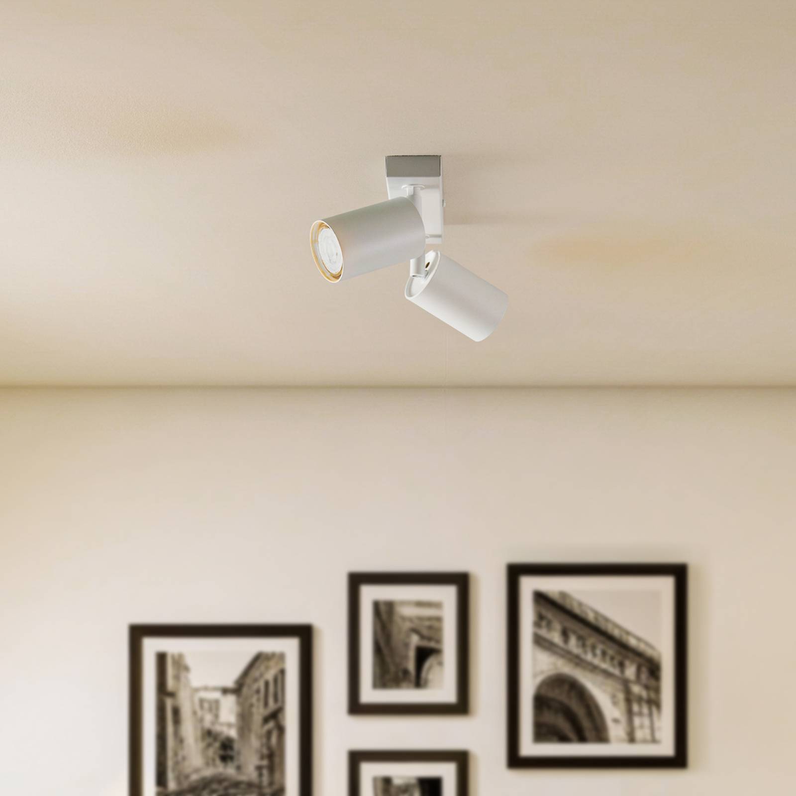 Deckenstrahler Zoom, 2-flammig, weiß Zoom SIGMA, dimmbar, weiß / opal, für Wohn- / Esszimmer, Metall, Strahler