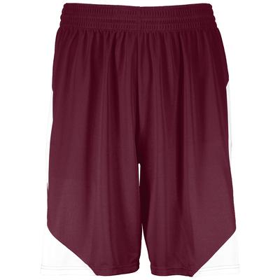 Augusta Sportswear 1734 Youth Step-Back Basketball Shorts in Maroon/White size Medium | Polyester