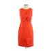 J.Crew Casual Dress - Sheath Crew Neck Sleeveless: Orange Print Dresses - Women's Size 4