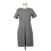 J.Crew Mercantile Casual Dress - Shift Crew Neck Short sleeves: Gray Print Dresses - Women's Size 10