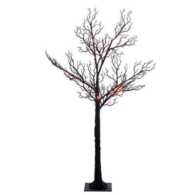 Vickerman 725016 - 6' Black Twig Tree 96 Purple/Orange LED for Halloween