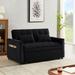 Velvet Convertible Loveseat Sleeper Sofa Couch with Adjustable Backrest, 2 Seater Sofa With Pull-Out Bed with 2 Lumbar Pillows