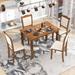 Farmhouse 5-Piece Wood Dining Table Set with Rectangular Dining Table and High Back Upholstered Chairs for Living Room