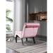 Velvet Lounge Accent Chair Tufted Backrest Armless Side Chair Upholstered Sleeper Chair with Solid Wood Legs, Pink