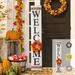 Glitzhome 60"H Spring Flag Day Wooden Welcome Porch Sign with 4 Wreaths