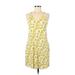Casual Dress - Mini Scoop Neck Sleeveless: Yellow Floral Dresses - Women's Size Medium
