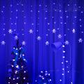 Rosnek LED Snowflake Curtain String Lights 12ft/3.5M 96LED Memory 8 Modes Flashing Window Hanging Lights Waterproof Xmas Fairy Light Outdoor Party Home Decor