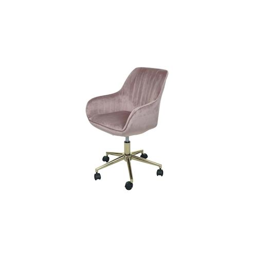 Bürostuhl HWC-J62, Drehstuhl Schreibtischstuhl Lehnstuhl Stuhl, Samt mit Armlehne goldenes Fußkreuz ~ rosa