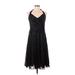 BCBGMAXAZRIA Cocktail Dress - A-Line V Neck Sleeveless: Black Print Dresses - Women's Size 8