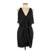 Aryn K. Casual Dress - Mini Plunge Sleeveless: Black Print Dresses - Women's Size Medium
