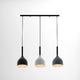 LEDSone Modern Simple 3-Light Wood Pendant Light Fixture Metal Ceiling Lamp Hanging Light Fixture (Black & White + Bulb)